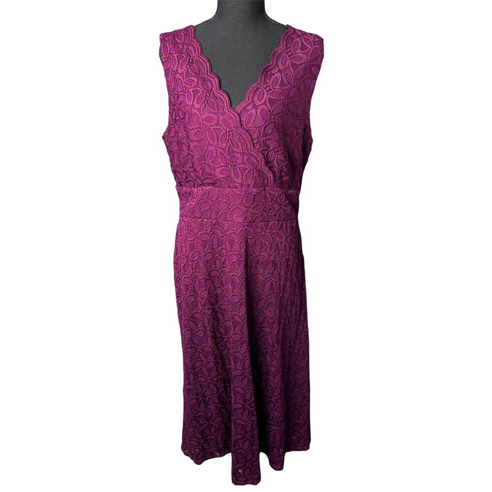 Dressbarn‎ Womens Burgundy Lace Dress Sz 12 Wedding Formal Sheer Regency MOTB